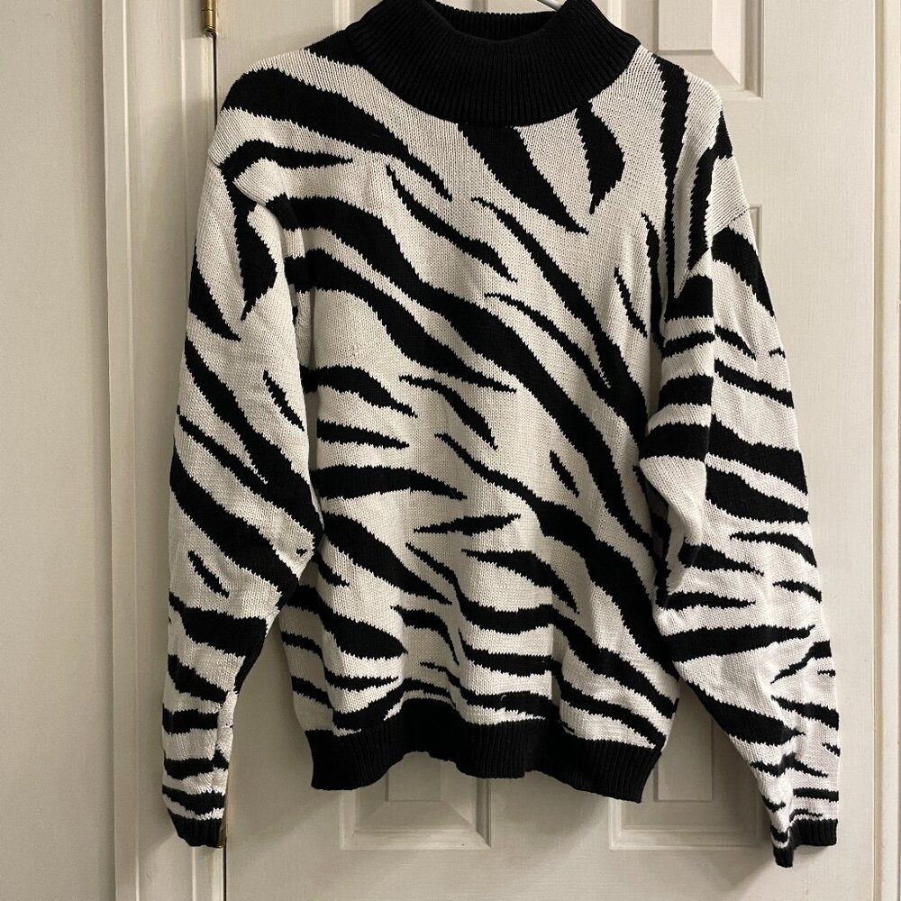 Vintage Papillon Collection Zebra Pattern Cardigan